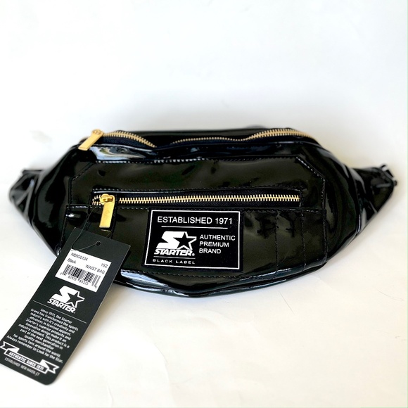 Starter Black Label Patent Black Waist Pack / Fanny Pack ☆ New ☆ - Picture 1 of 6